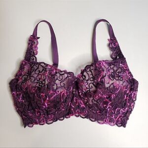 Victoria’s Secret- Purple Embroidered Heart Bra, Size 34B